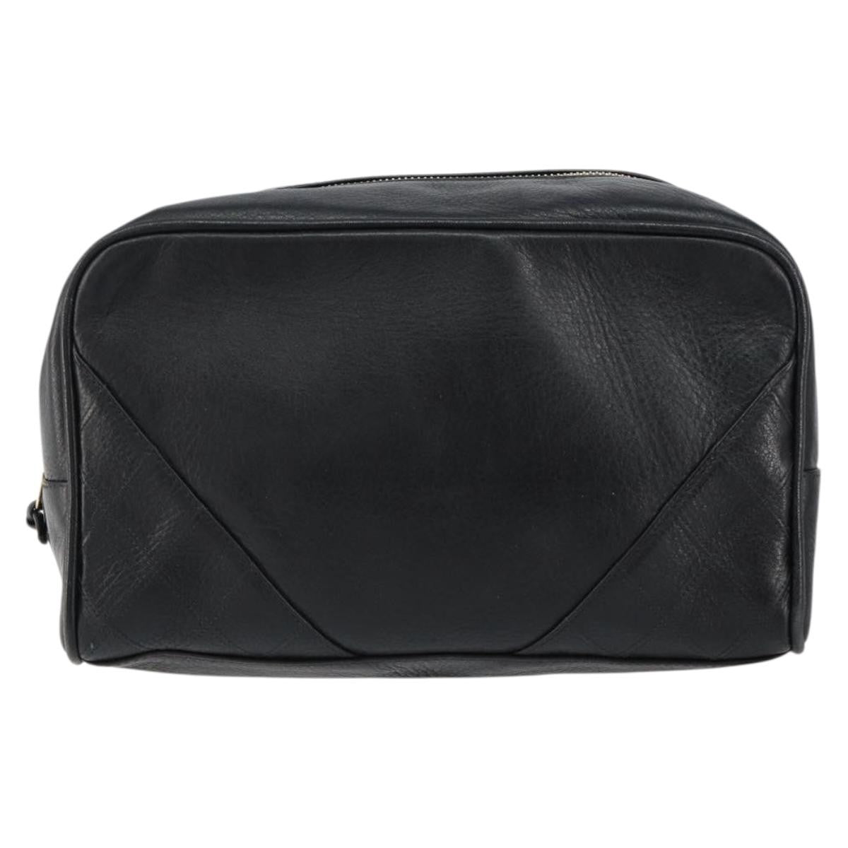 Chanel Vintage Toiletry Pouch Lambskin, BLACK, LEATHER, Clutche & pouche