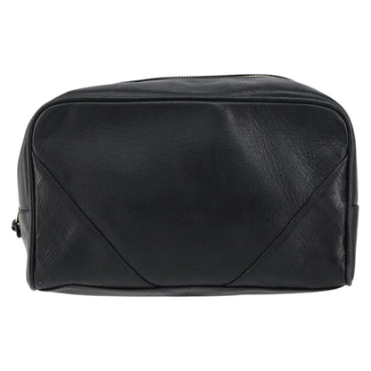 Chanel Vintage Toiletry Pouch Lambskin, BLACK, LEATHER, Clutche & pouche