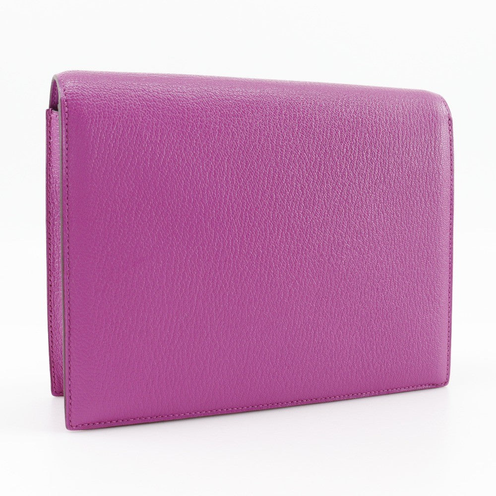 Hermes Verrou Clutch Chevre Mysore, PURPLE, LEATHER, Clutche & pouche