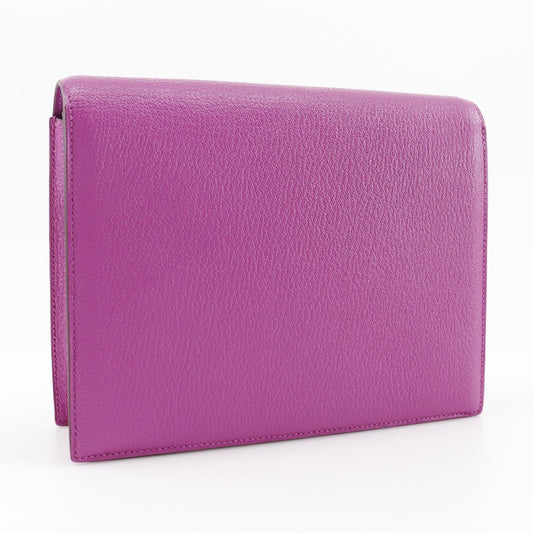 Hermes Verrou Clutch Chevre Mysore, PURPLE, LEATHER, Clutche & pouche