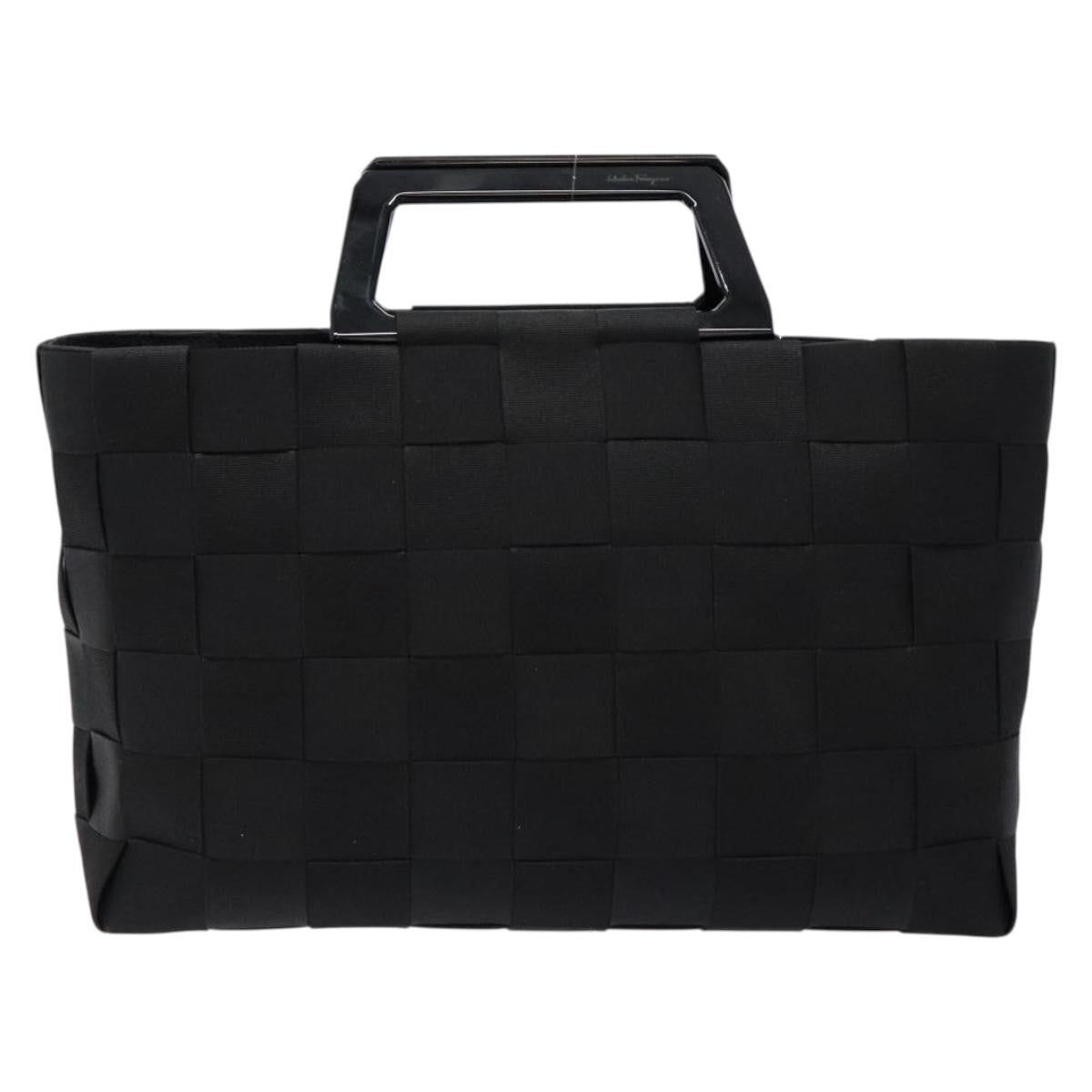 Salvatore Ferragamo Vintage Handbag Canvas, BLACK, CANVAS, Handbag