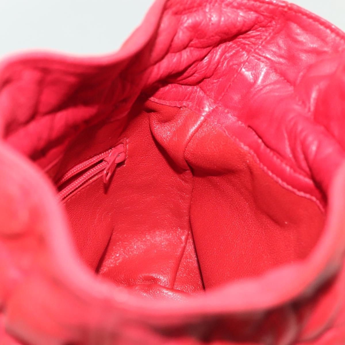 Chanel Drawstring Bucket Bag Lambskin, RED, LEATHER, Crossbody bag