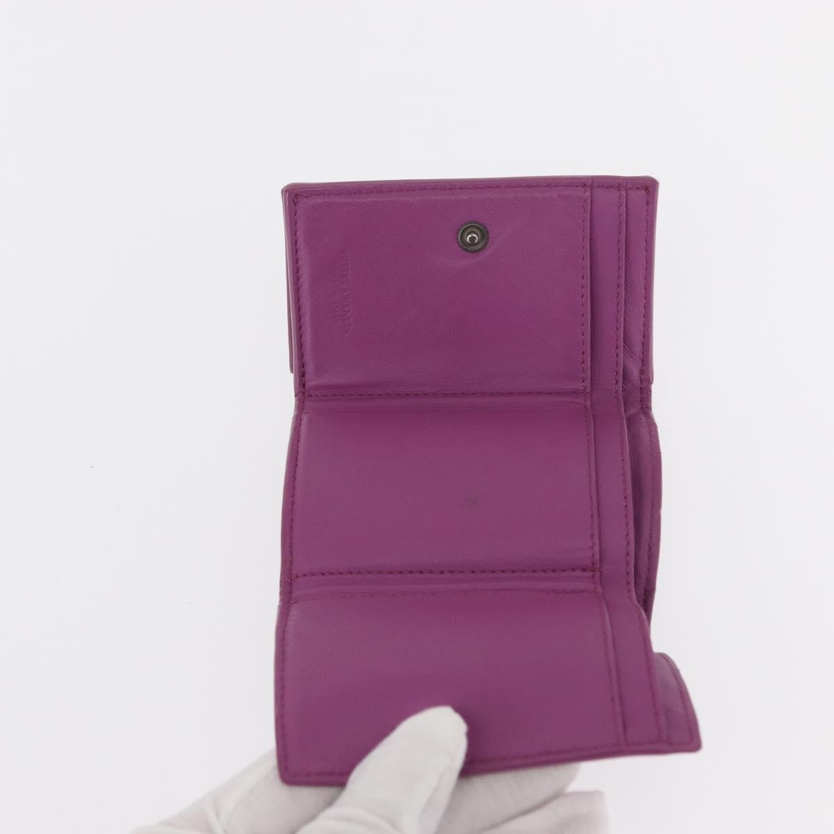 Bottega Veneta Trifold Wallet Intrecciato Leather, PURPLE, LEATHER, Wallets