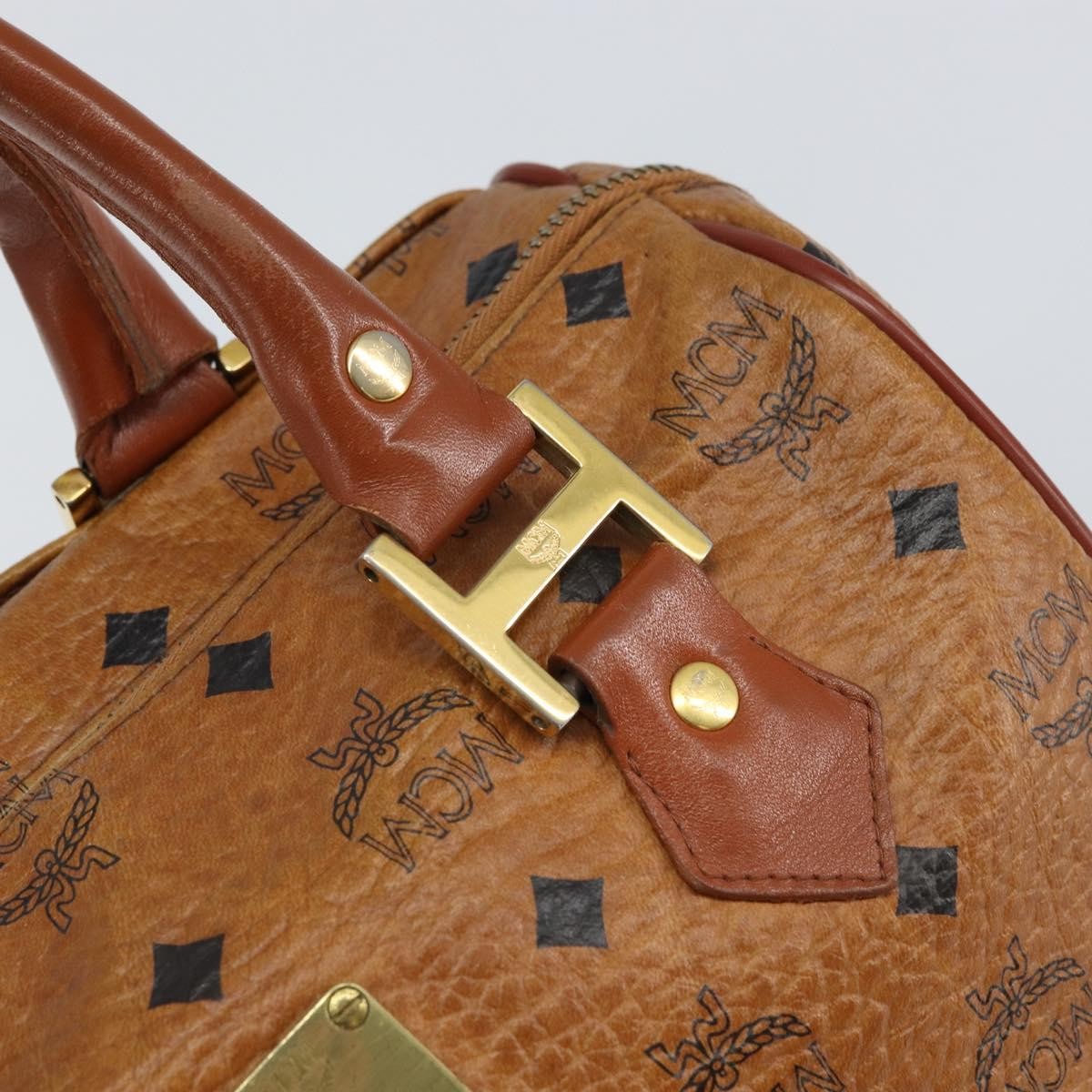 MCM Visetos Handbag Canvas and Leather, BROWN, CANVAS, Handbag