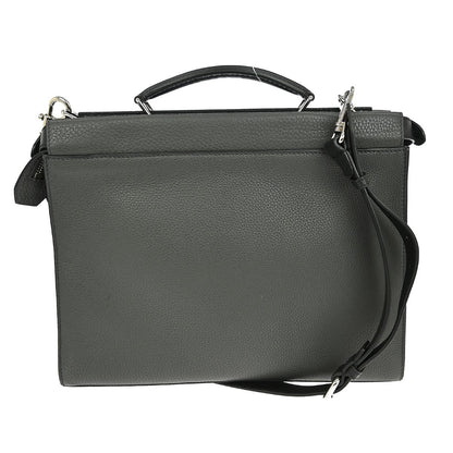 Fendi Selleria Peekaboo Fit Bag Leather, GRAY, LEATHER, Handbag