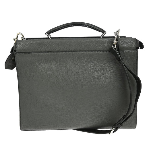 Fendi Selleria Peekaboo Fit Bag Leather, GRAY, LEATHER, Handbag