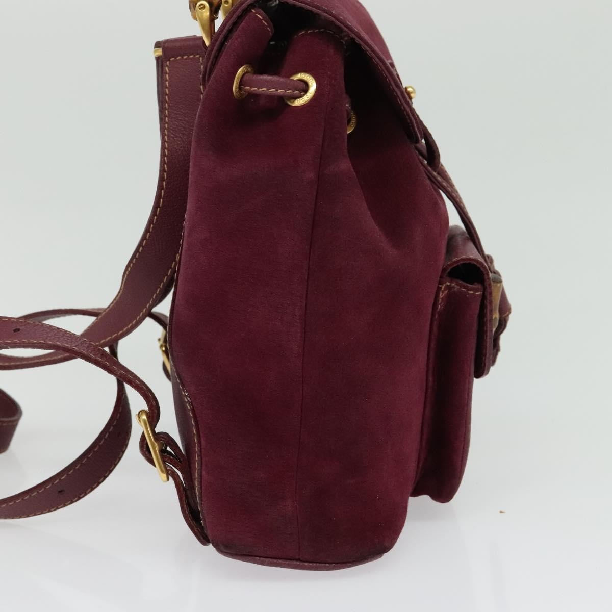 Gucci Vintage Bamboo Backpack Suede, PURPLE, SUEDE, Backpack