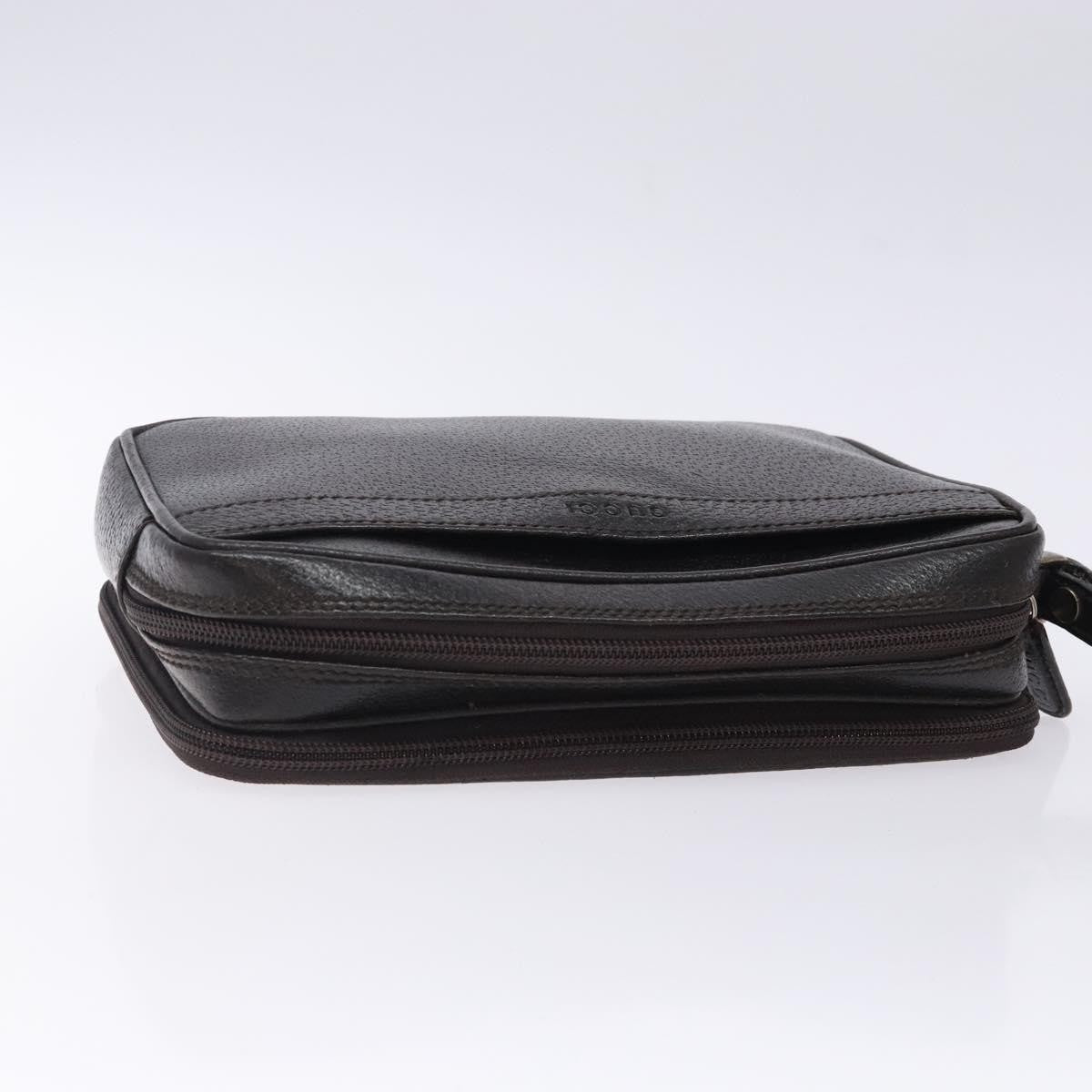 Gucci Zipped Pouch Leather, BROWN, LEATHER, Clutche & pouche