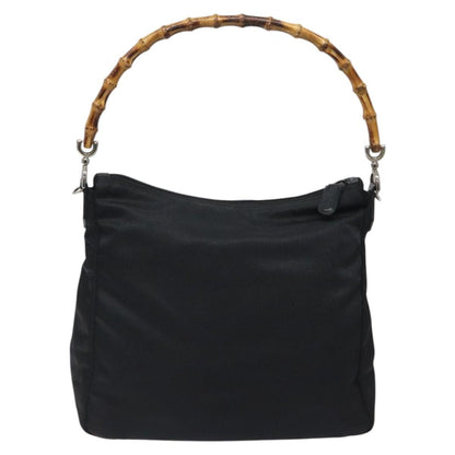 Gucci Vintage Bamboo Shoulder Bag Nylon, BLACK, NYLON, Shoulder bag