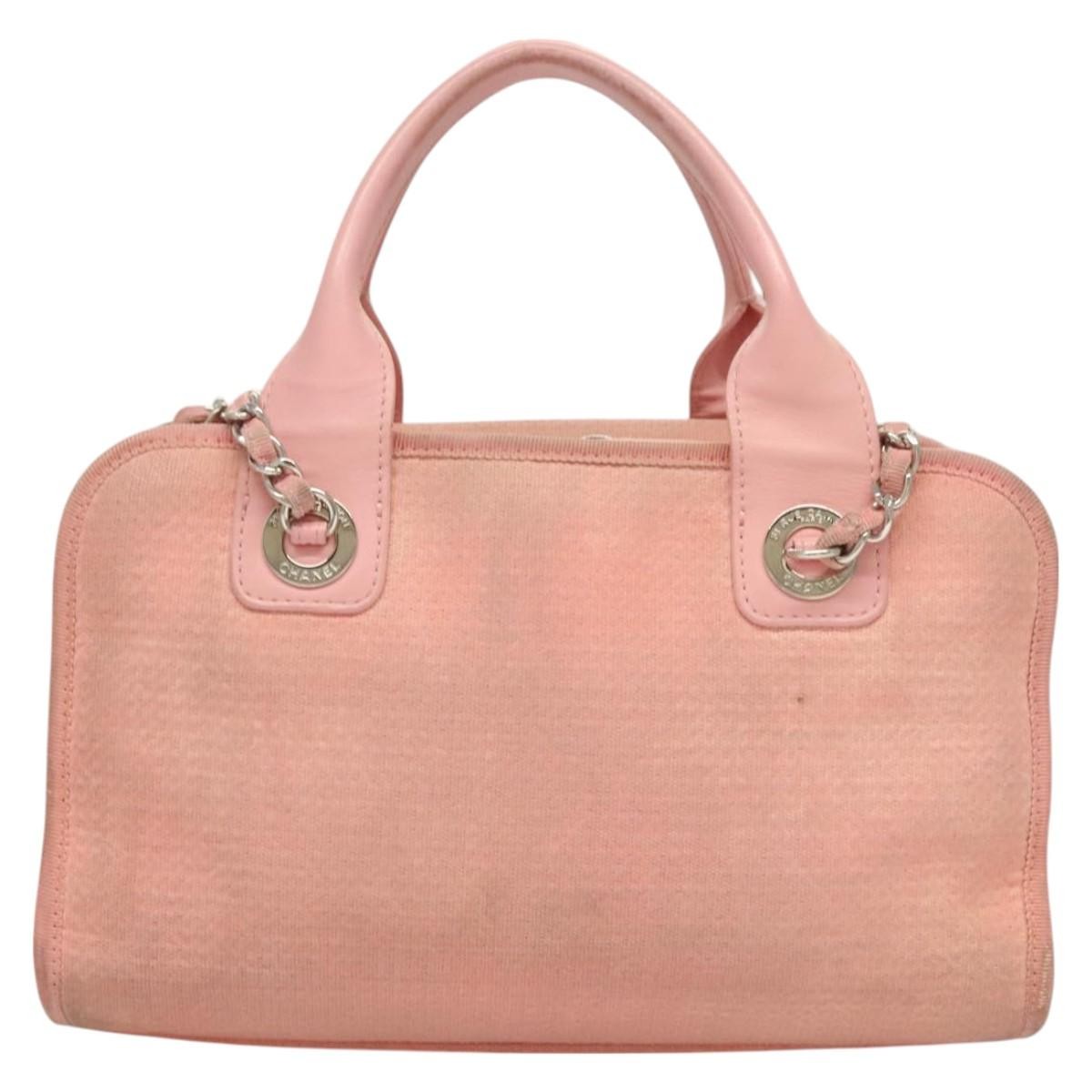 Chanel Deauville Tote Canvas, PINK, CANVAS, Handbag
