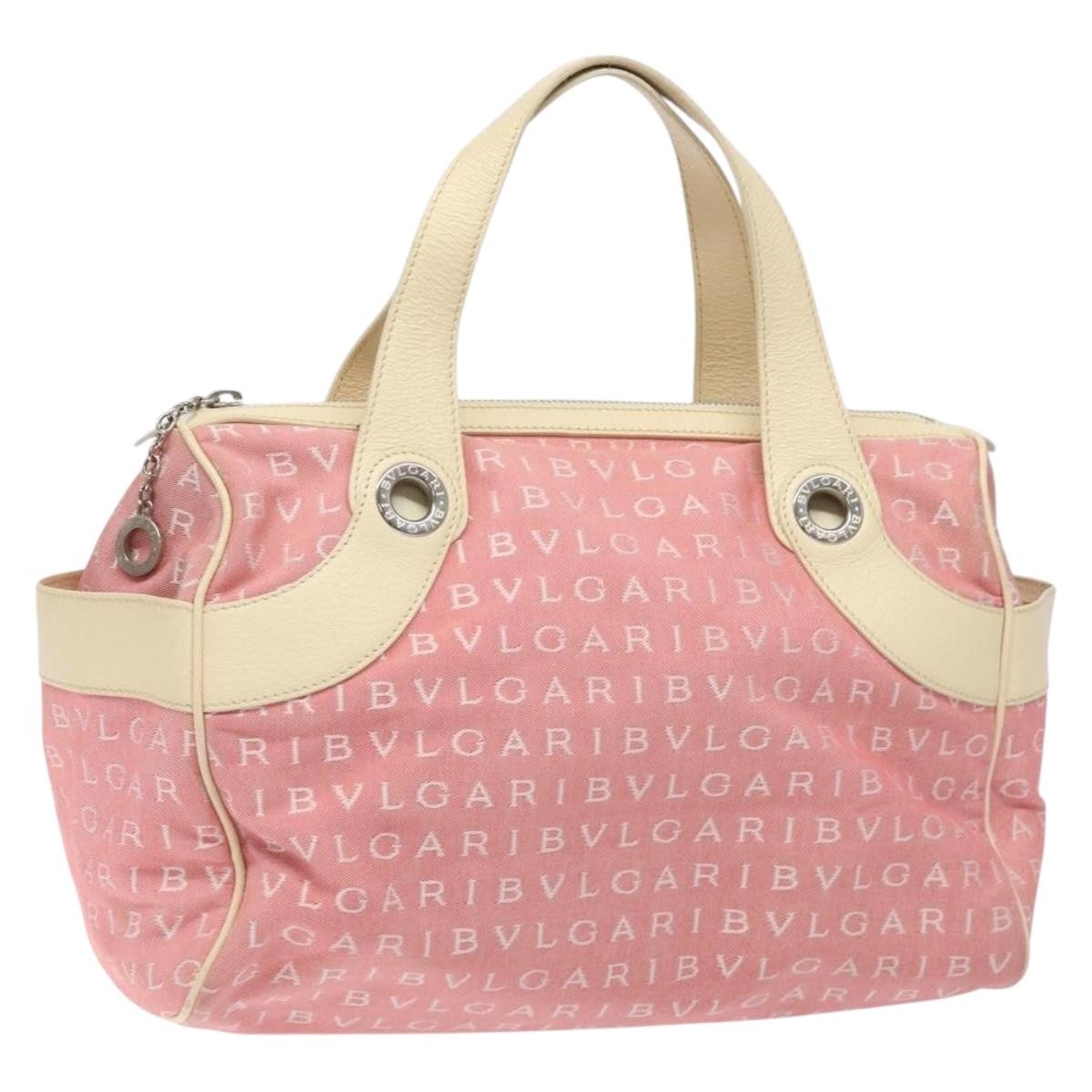 Bvlgari B.Zero1 Logomania Bag Canvas with Leather, PINK, CANVAS, Handbag
