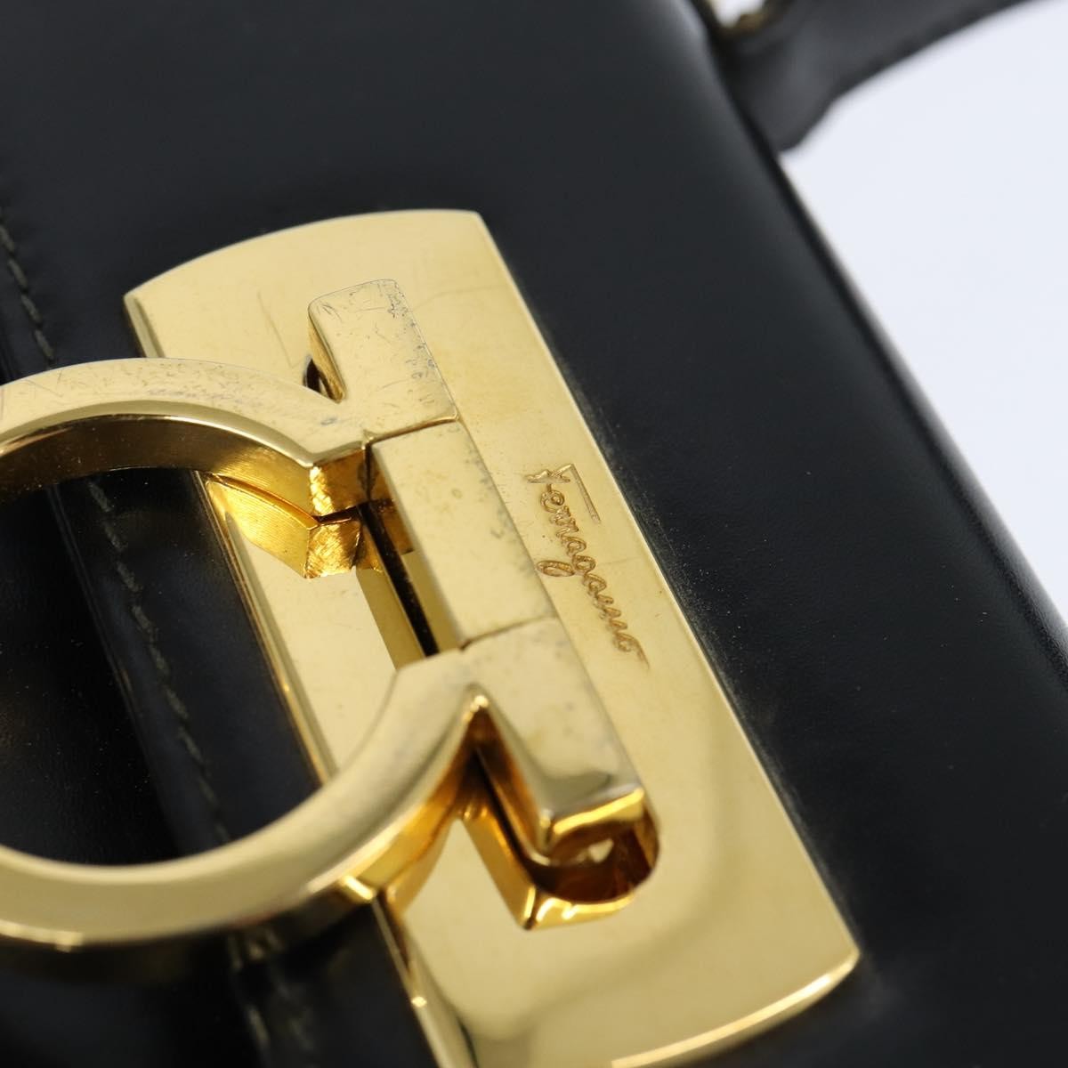 Salvatore Ferragamo Gancini Convertible Top Handle Bag Leather, BLACK, LEATHER, Handbag