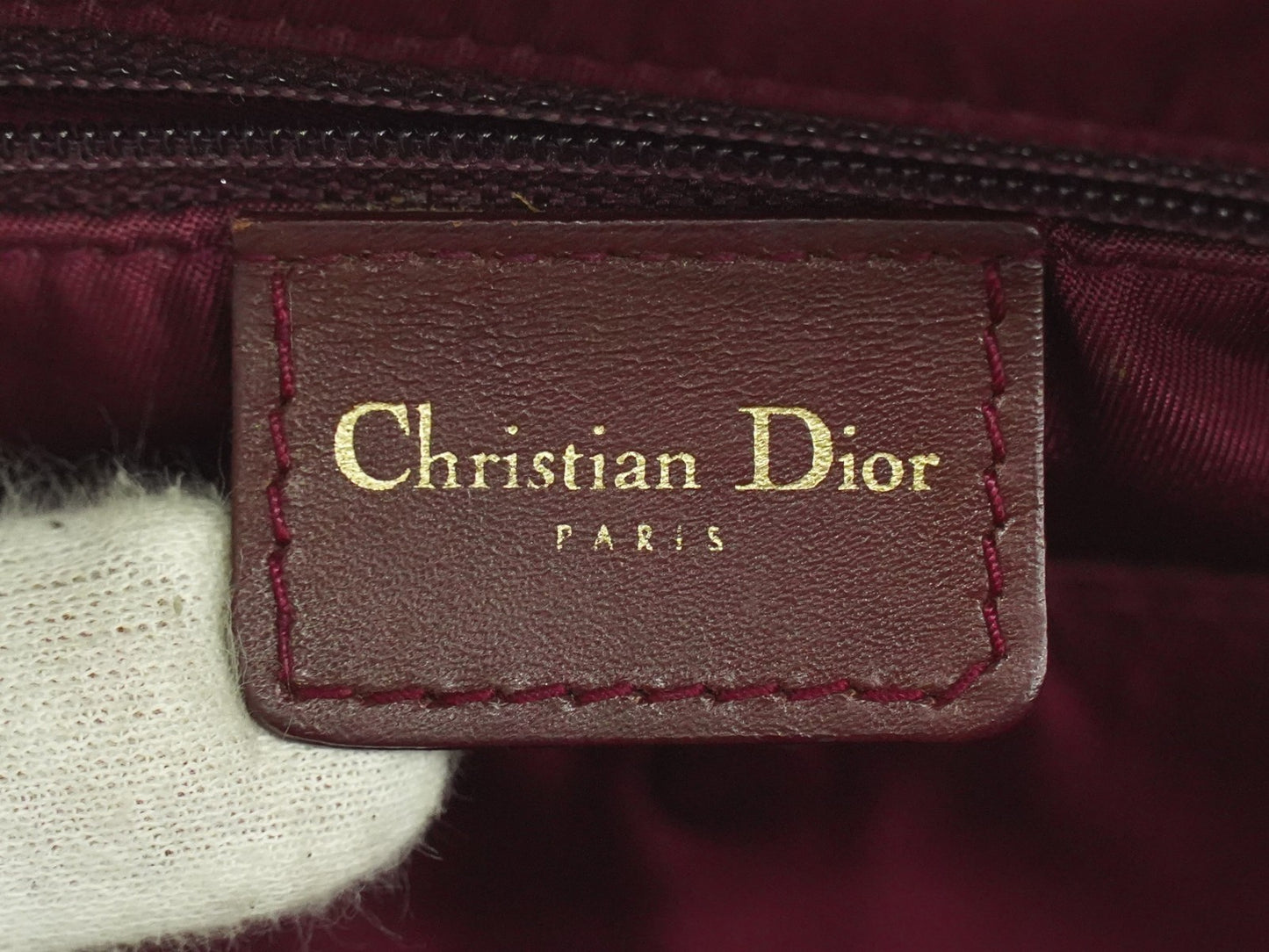 Christian Dior Vintage Saddle Bowler Bag Diorissimo Canvas, BURGUNDY, CANVAS, Handbag