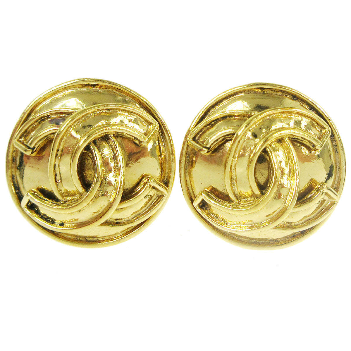 Chanel CC Button Clip-On Earrings Metal, GOLD, GOLD_PLATED, Earrings