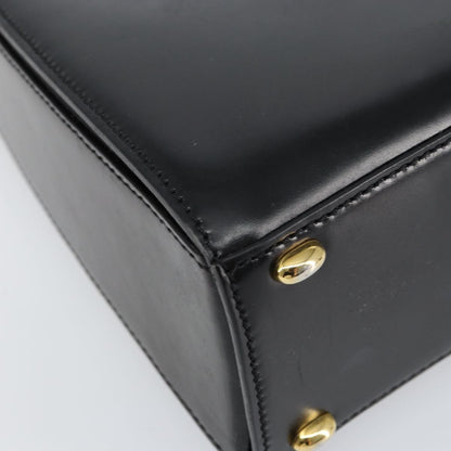 Celine Vintage Convertible Turnlock Top Handle Bag Leather, BLACK, LEATHER, Handbag