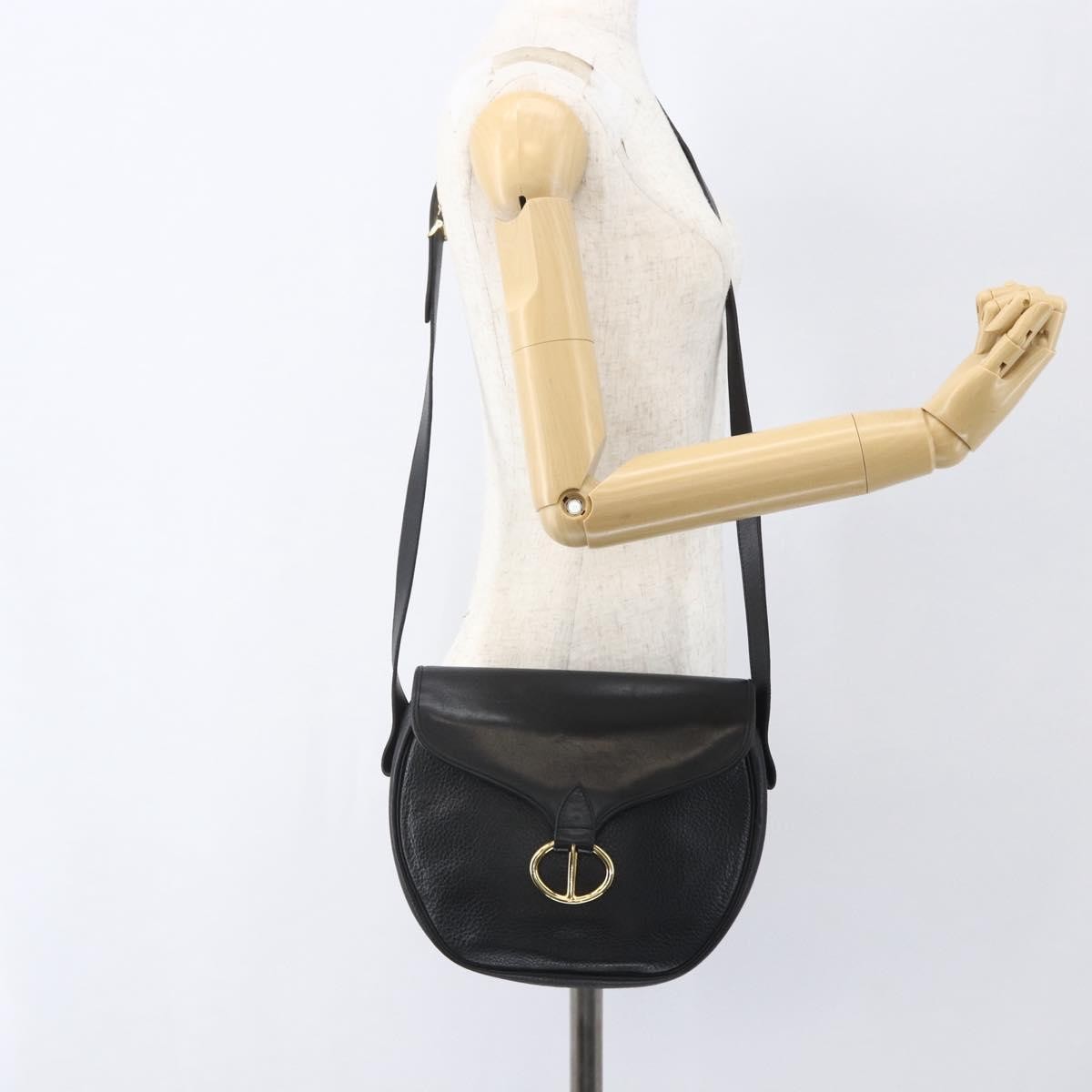 Christian Dior Vintage CD Flap Shoulder Bag Leather, BLACK, LEATHER, Shoulder bag