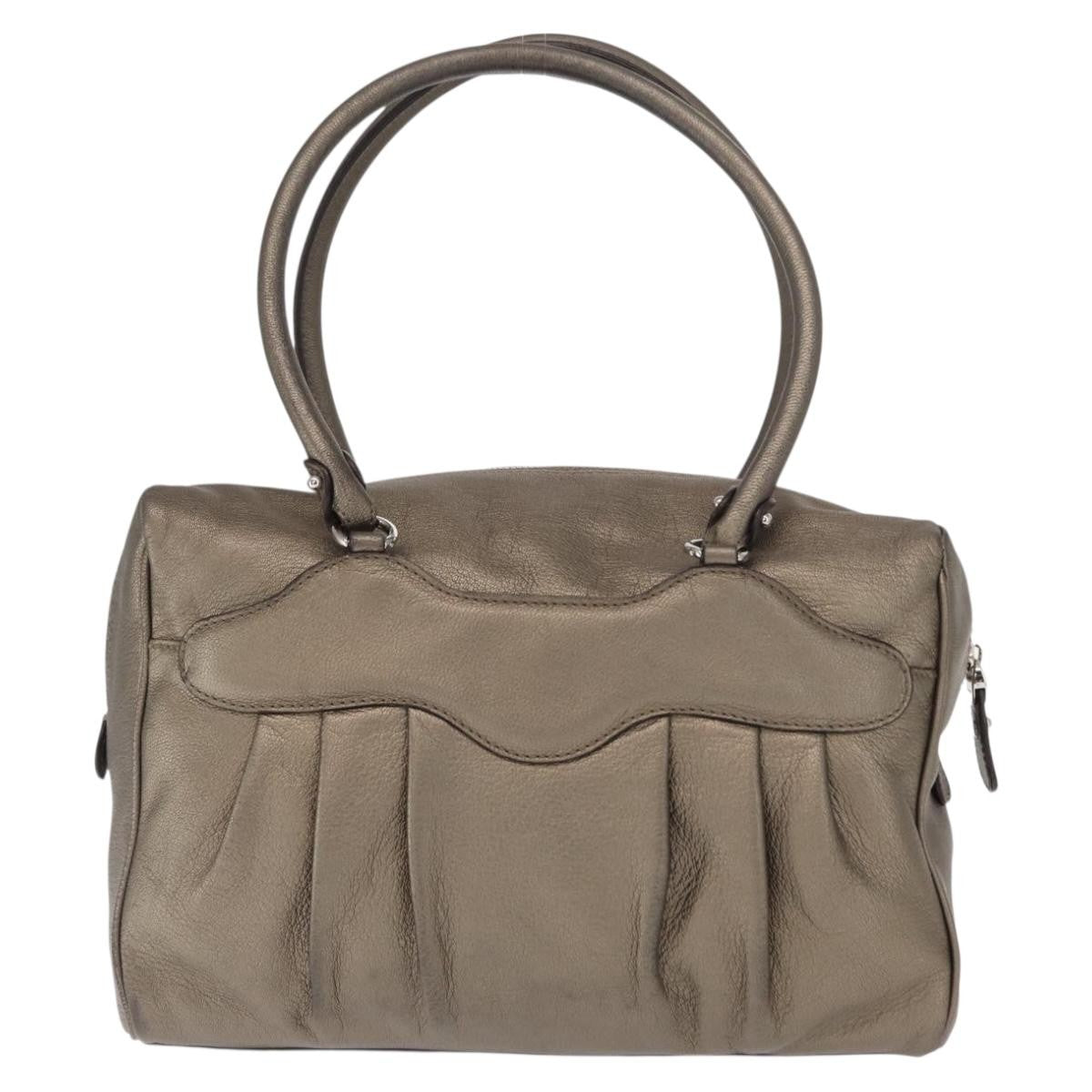 Salvatore Ferragamo Gancini Buckle Shoulder Bag Leather, GOLD, LEATHER, Handbag