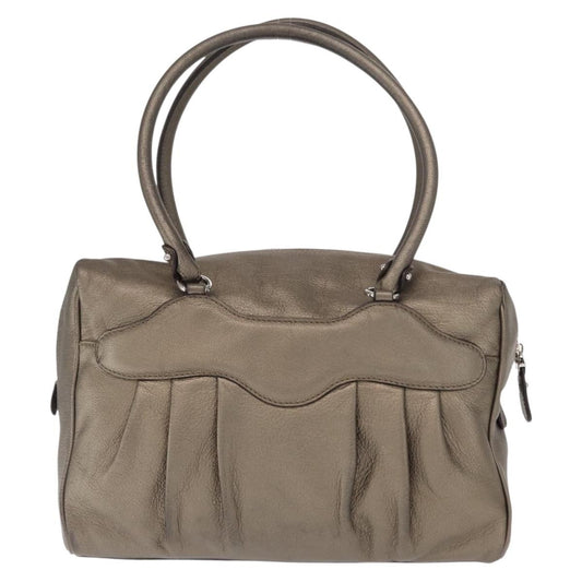 Salvatore Ferragamo Gancini Buckle Shoulder Bag Leather, GOLD, LEATHER, Handbag