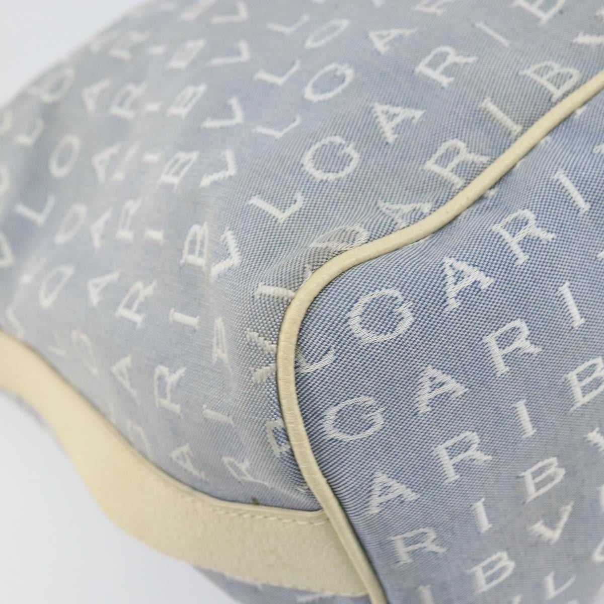 Bvlgari Logomania Shoulder Bag Canvas with Leather, BLUE, CANVAS, Shoulder bag