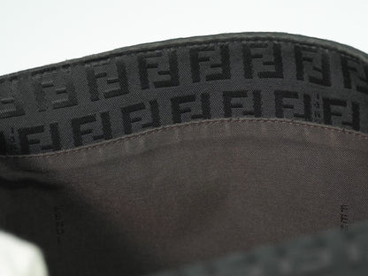 Fendi Vintage Flap Crossbody Bag Zucchino Canvas, BLACK, CANVAS, Shoulder bag