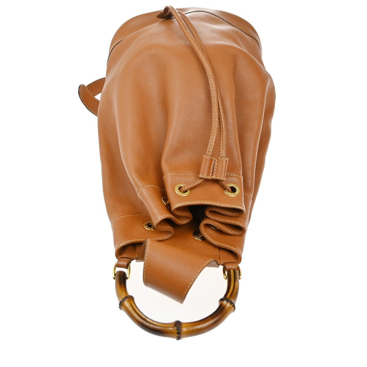 Gucci Vintage Bamboo Sling Backpack Leather, Brown, Leather, Backpack