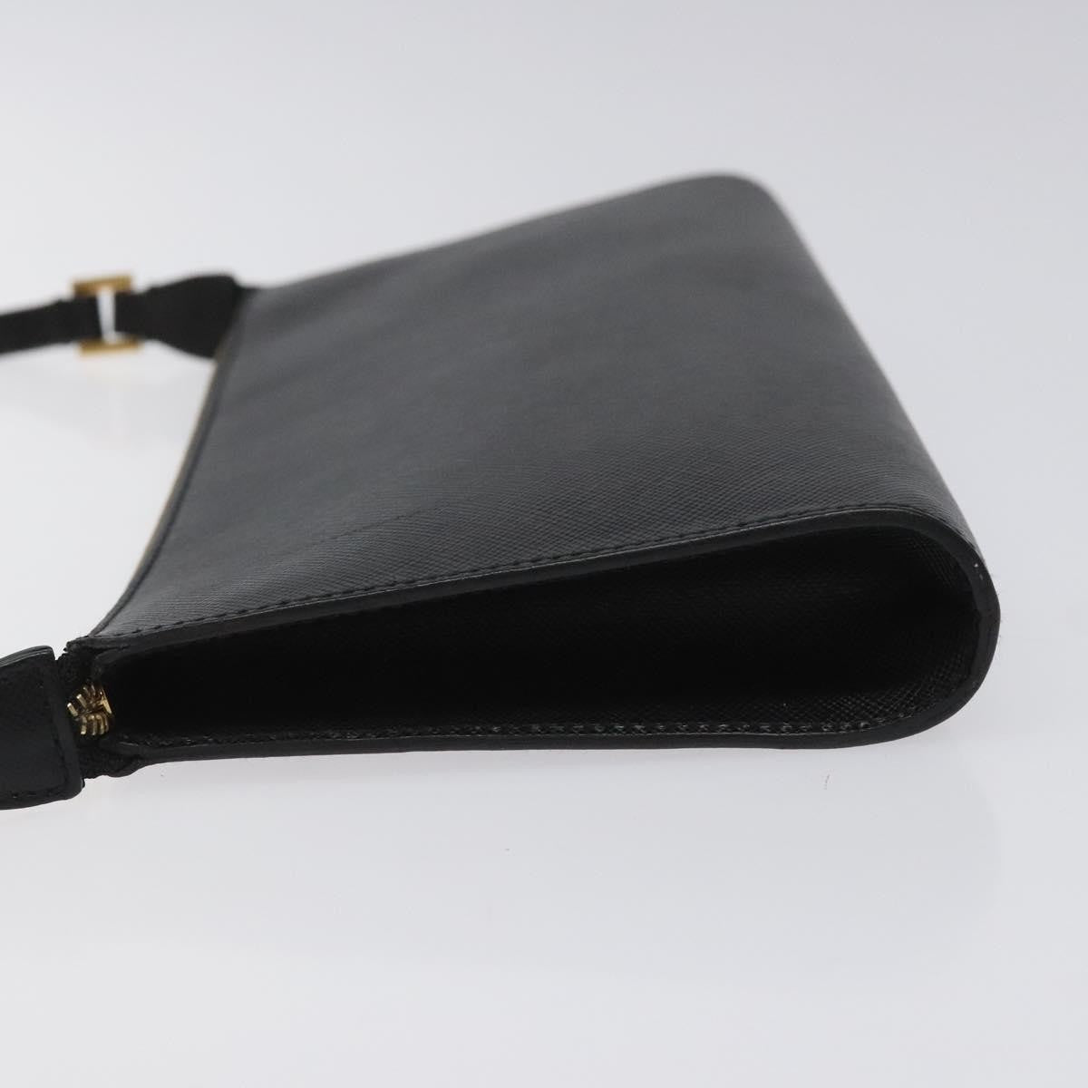 Salvatore Ferragamo Gancini Pouch Leather, BLACK, LEATHER, Clutche & pouche