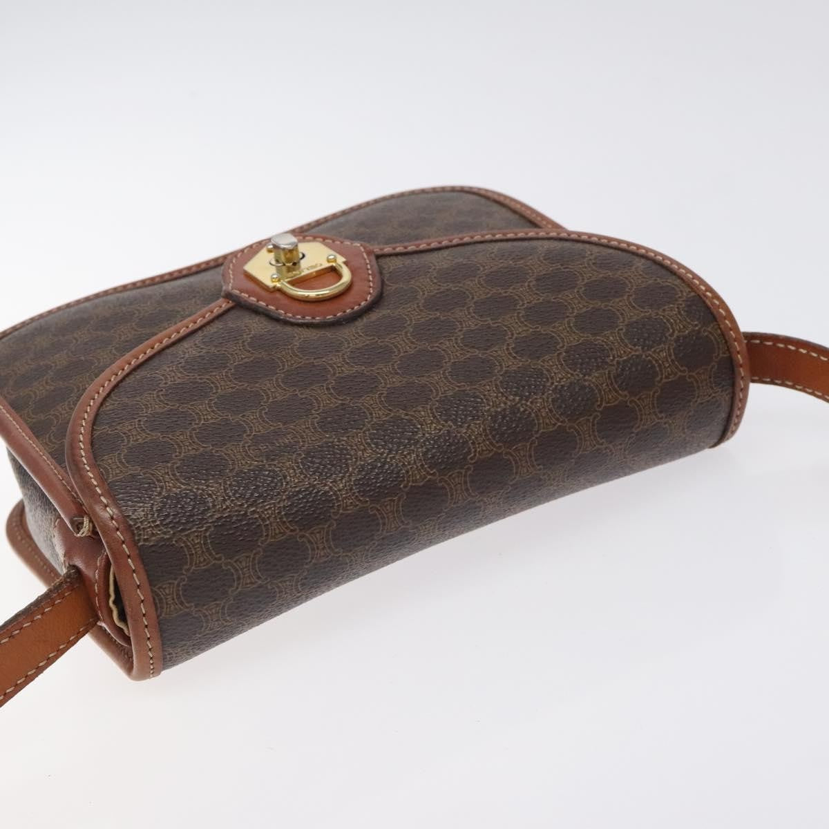 Celine Vintage Macadam Shoulder Bag Canvas and Leather, BROWN, CANVAS, Shoulder bag