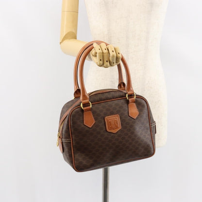 Celine Macadam Handbag Macadam with leather, BROWN, CANVAS, Handbag