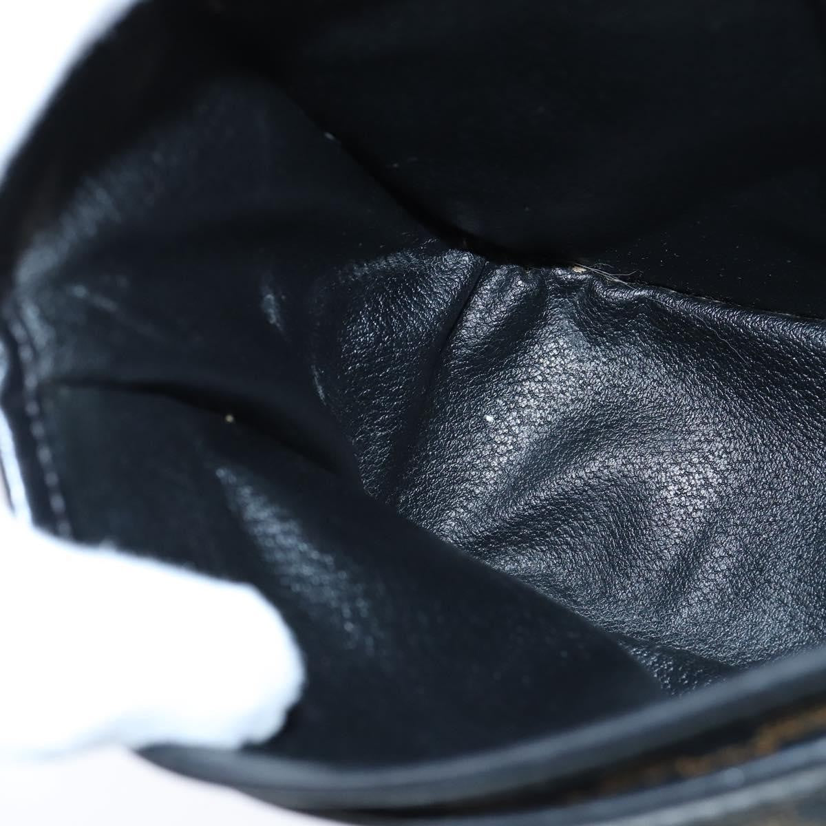 Celine Vintage Macadam Shoulder Bag Canvas and Leather, BLACK, CANVAS, Shoulder bag