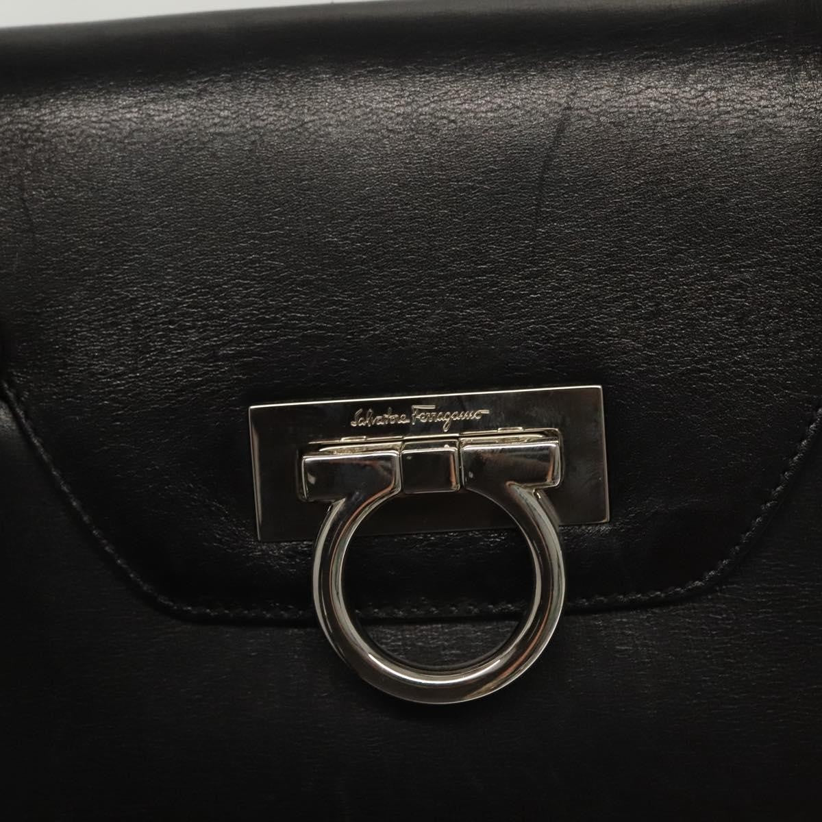 Salvatore Ferragamo Virna Satchel Leather, BLACK, LEATHER, Handbag