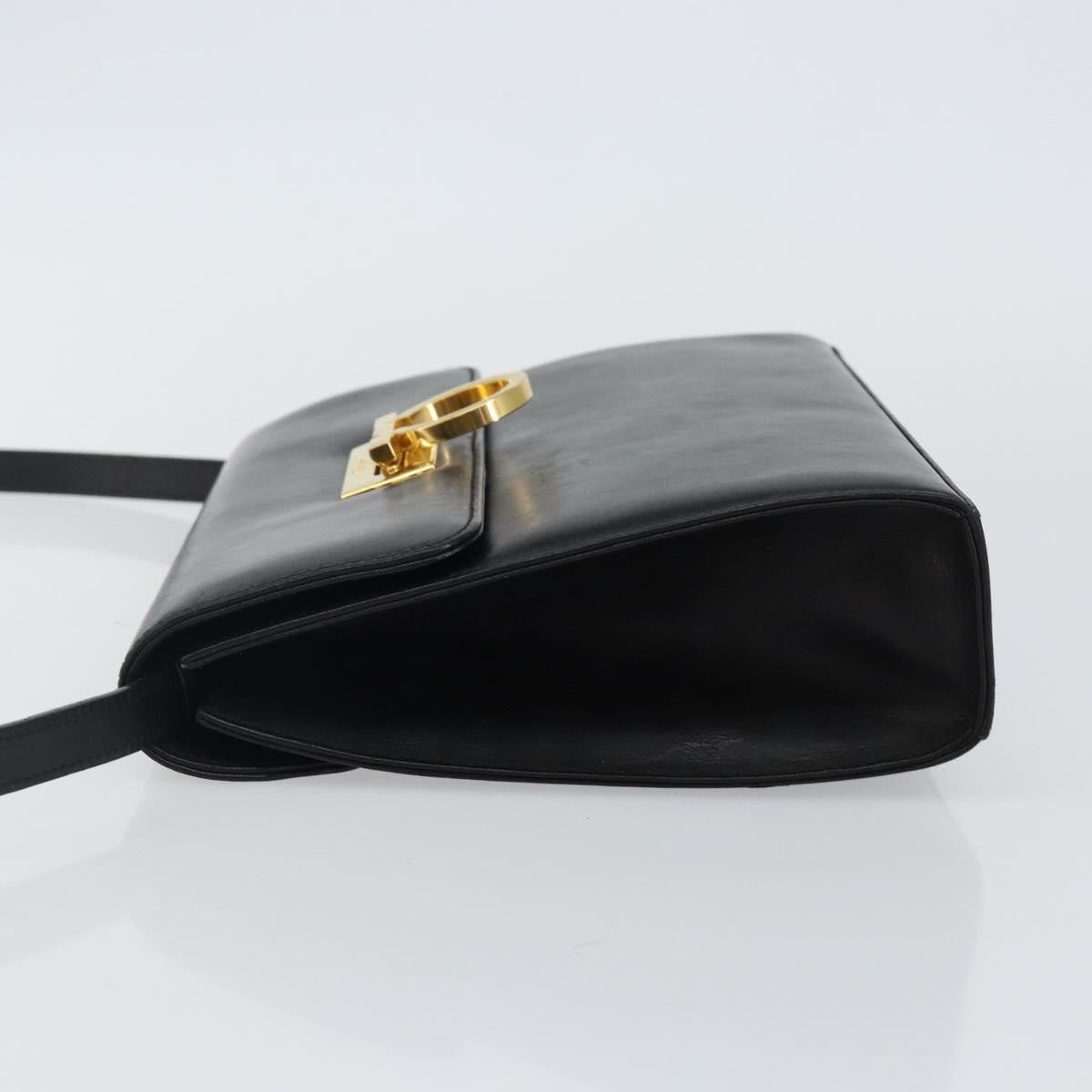Salvatore Ferragamo Gancini Shoulder Bag Leather, BLACK, LEATHER, Shoulder bag