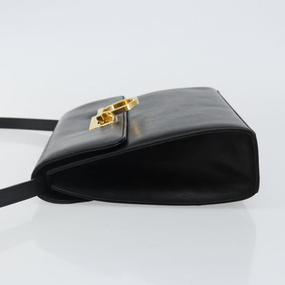Salvatore Ferragamo Gancini Shoulder Bag Leather, BLACK, LEATHER, Shoulder bag
