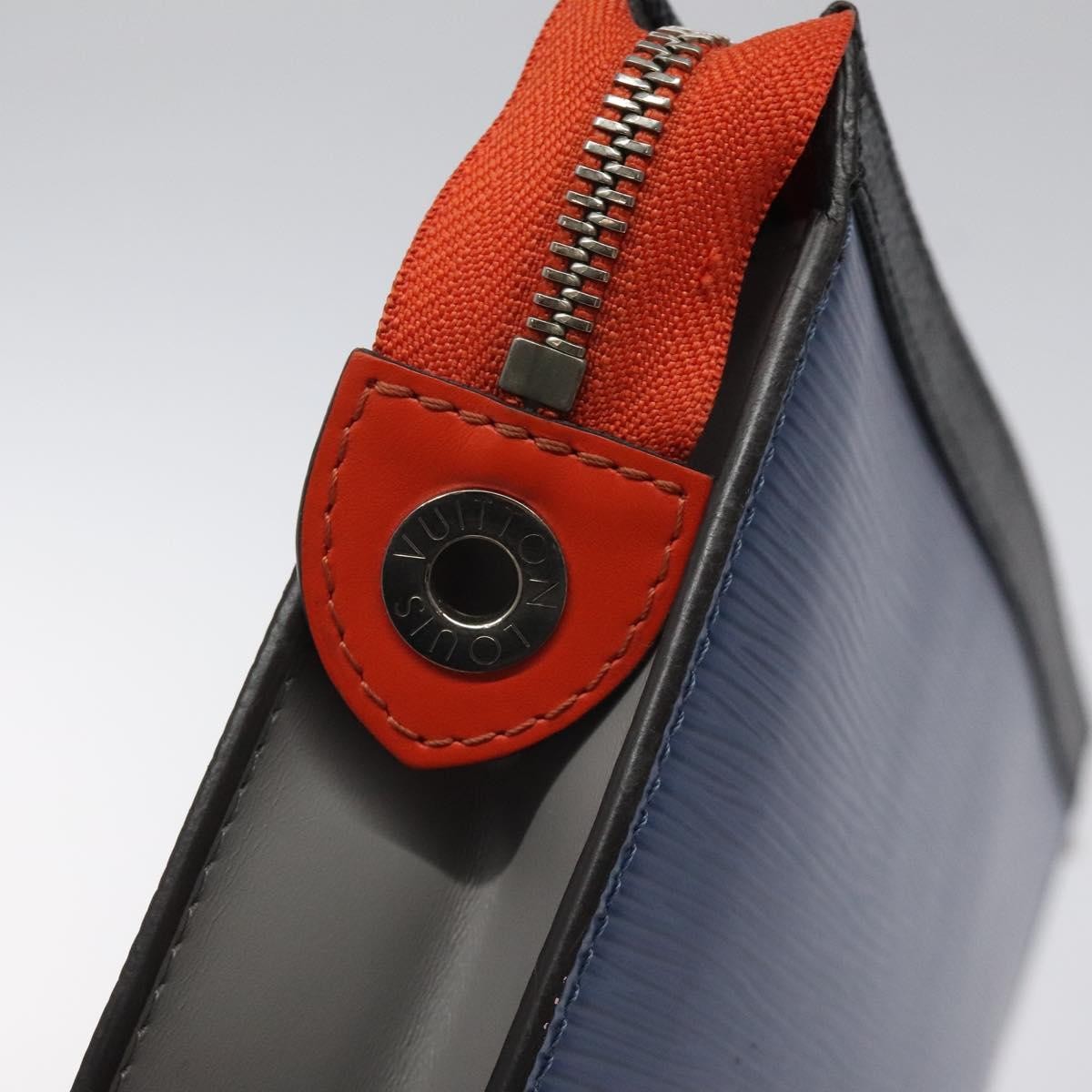 Louis Vuitton Pochette Voyage Epi Leather with Damier Graphite, BLUE, LEATHER, Clutche & pouche