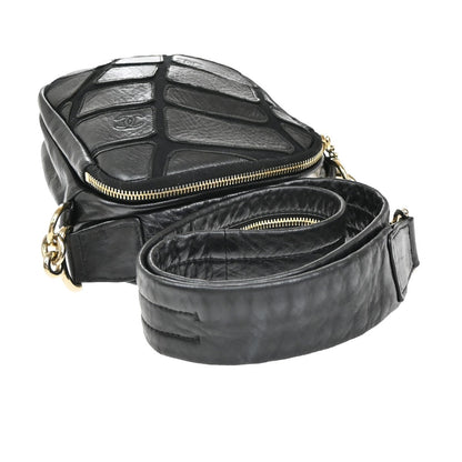 Chanel Scales Camera Bag Leather with Jersey, BLACK, LEATHER, Shoulder bag