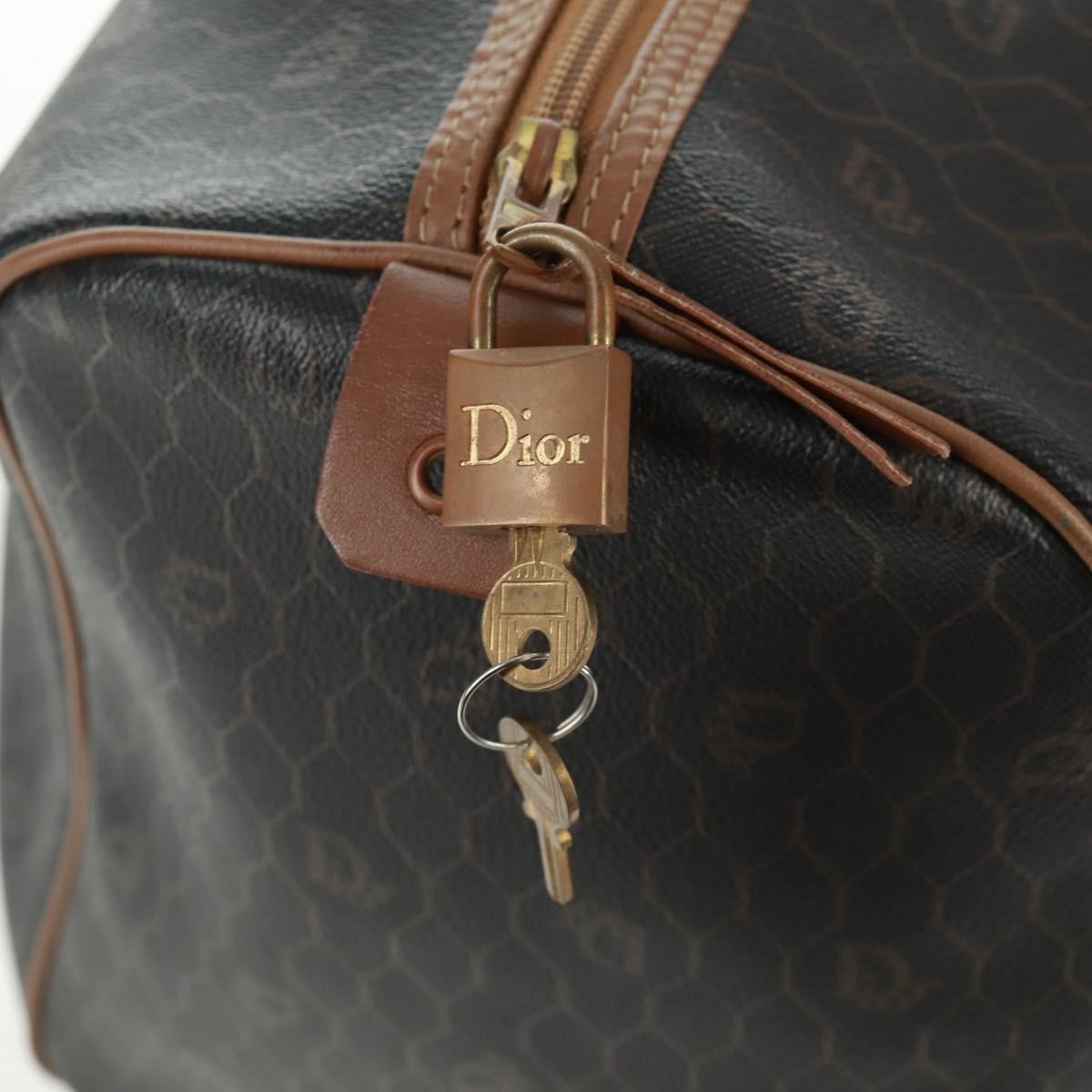 Christian Dior Vintage Honeycomb Boston bag Canvas and Leather, BLACK, PVC, Travel bag