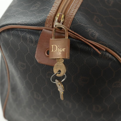 Christian Dior Vintage Honeycomb Boston bag Canvas and Leather, BLACK, PVC, Travel bag