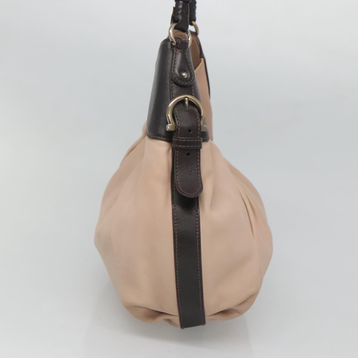 Salvatore Ferragamo Gancini Hobo Leather, BEIGE, LEATHER, Handbag