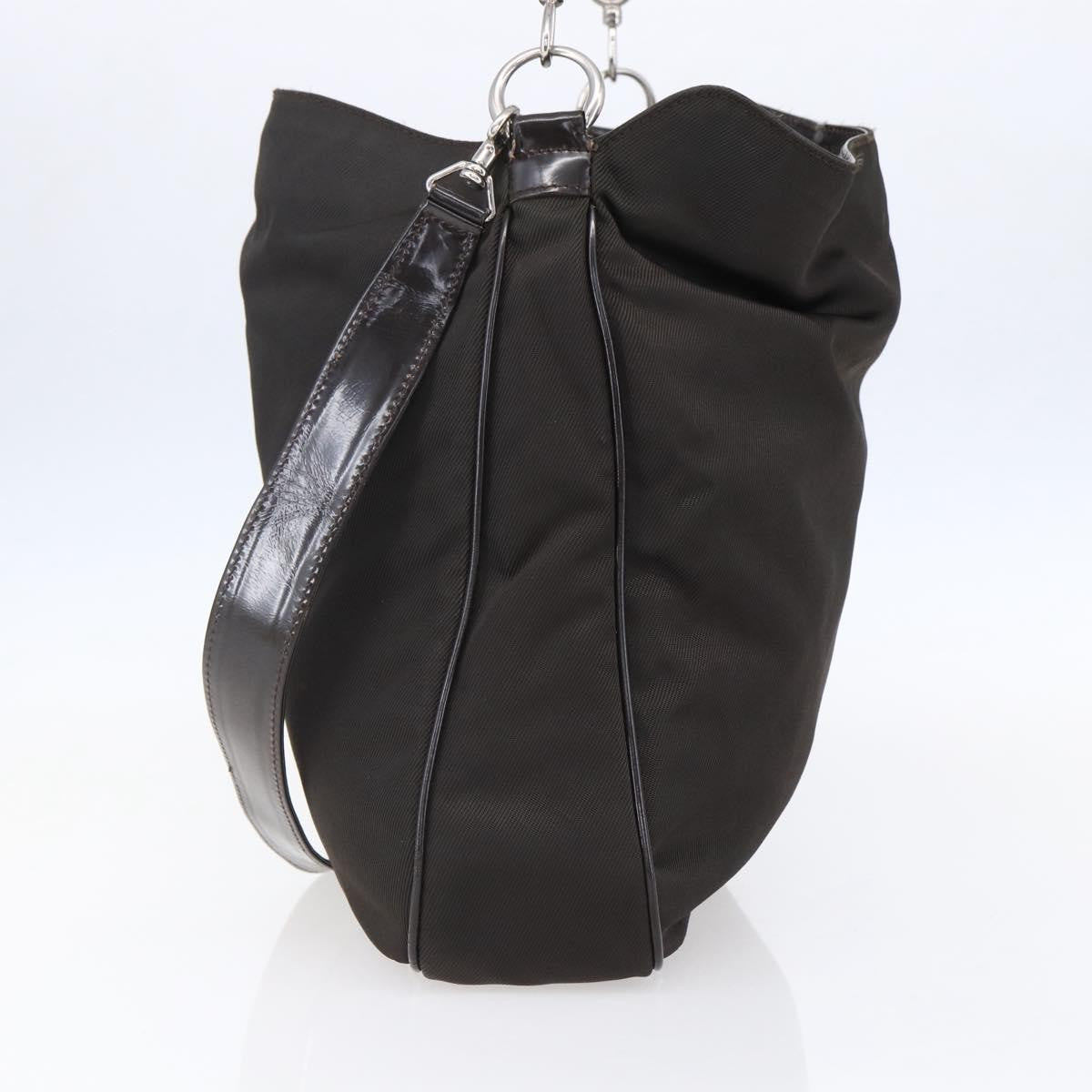 Gucci Vintage Bamboo Handle Bag Nylon, BROWN, NYLON, Handbag