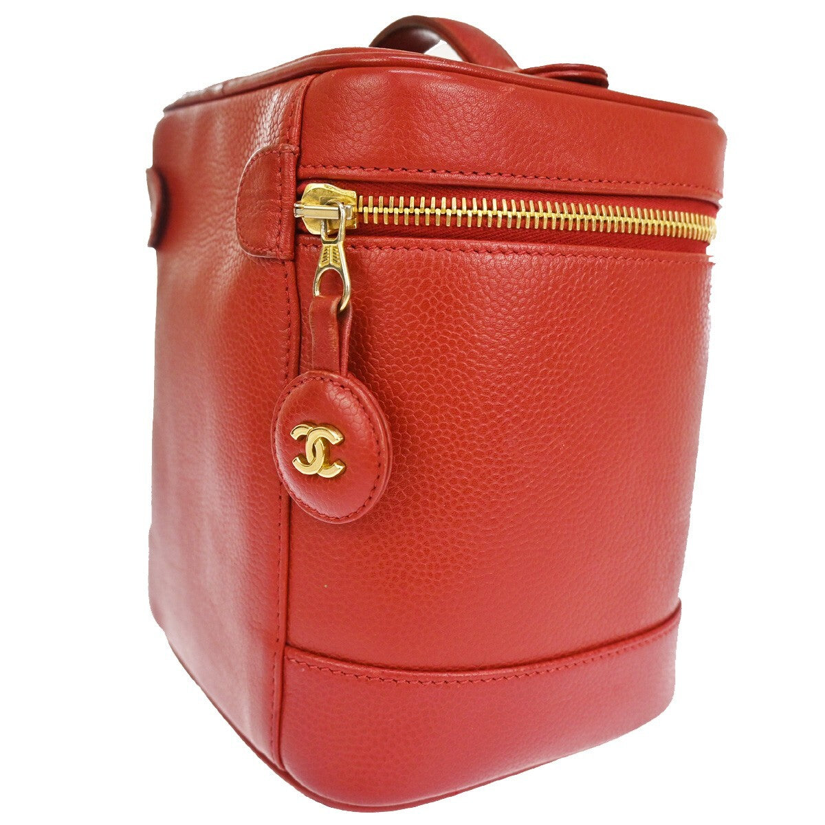 Chanel Vintage Timeless Cosmetic Case Caviar, RED, LEATHER, Handbag