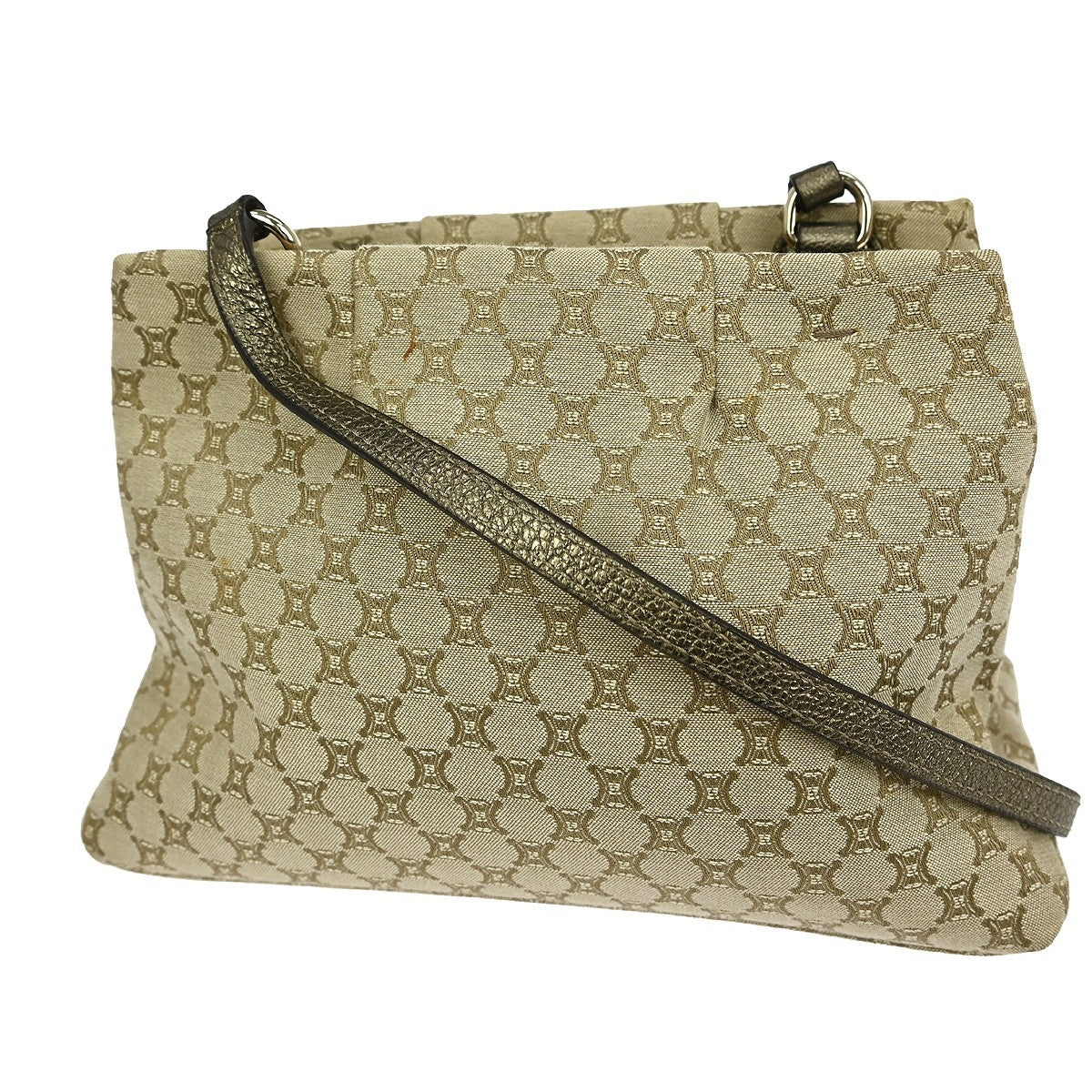 Celine Vintage Macadam Shoulder Bag Canvas, BEIGE, CANVAS, Shoulder bag