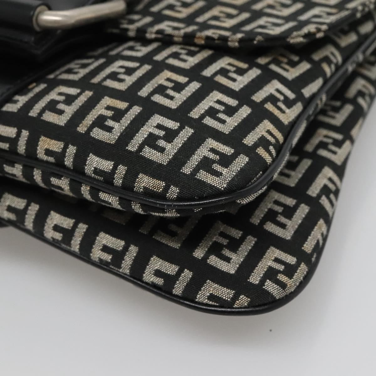 Fendi Buckle Flap Shoulder Bag Zucchino canvas, BLACK, CANVAS, Shoulder bag
