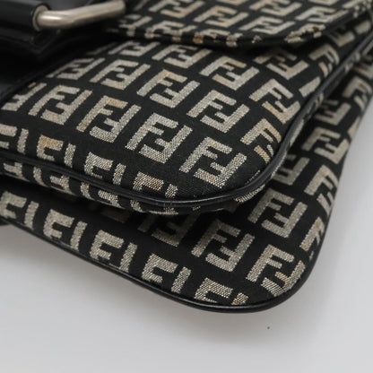 Fendi Buckle Flap Shoulder Bag Zucchino canvas, BLACK, CANVAS, Shoulder bag