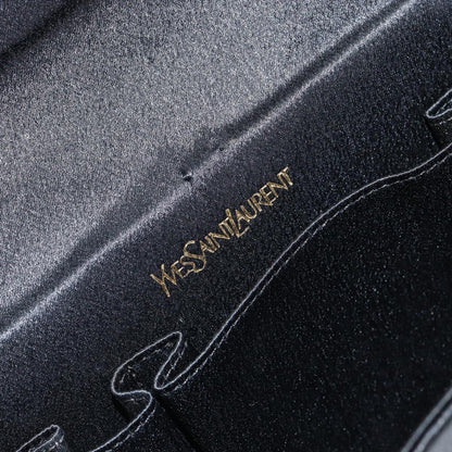 Saint Laurent Vintage Pouch Satin, BLACK, SATIN, Clutche & pouche