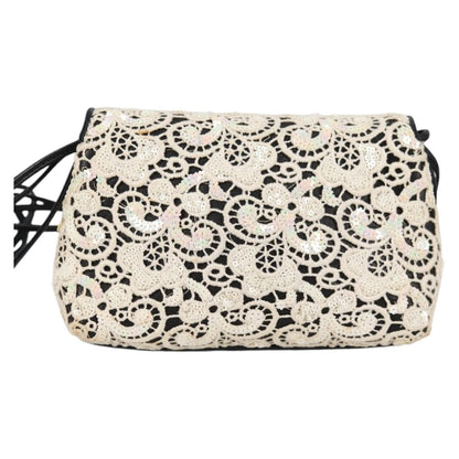 Chanel Floral CC Flap Bag Leather, WHITE, LEATHER, Shoulder bag