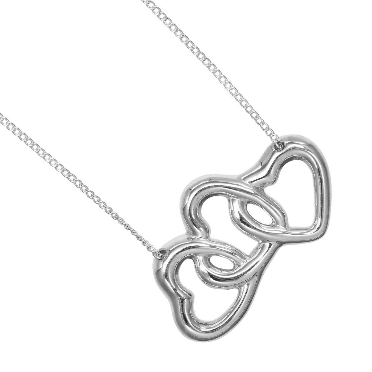 Tiffany & Co. Triple Heart Pendant Necklace Sterling Silver, SILVER, SILVER, Necklace