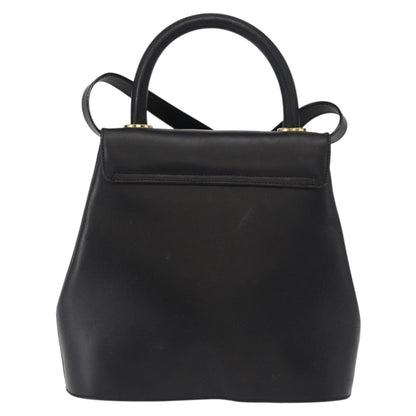 Salvatore Ferragamo Vintage Handbag Leather, BLACK, LEATHER, Handbag