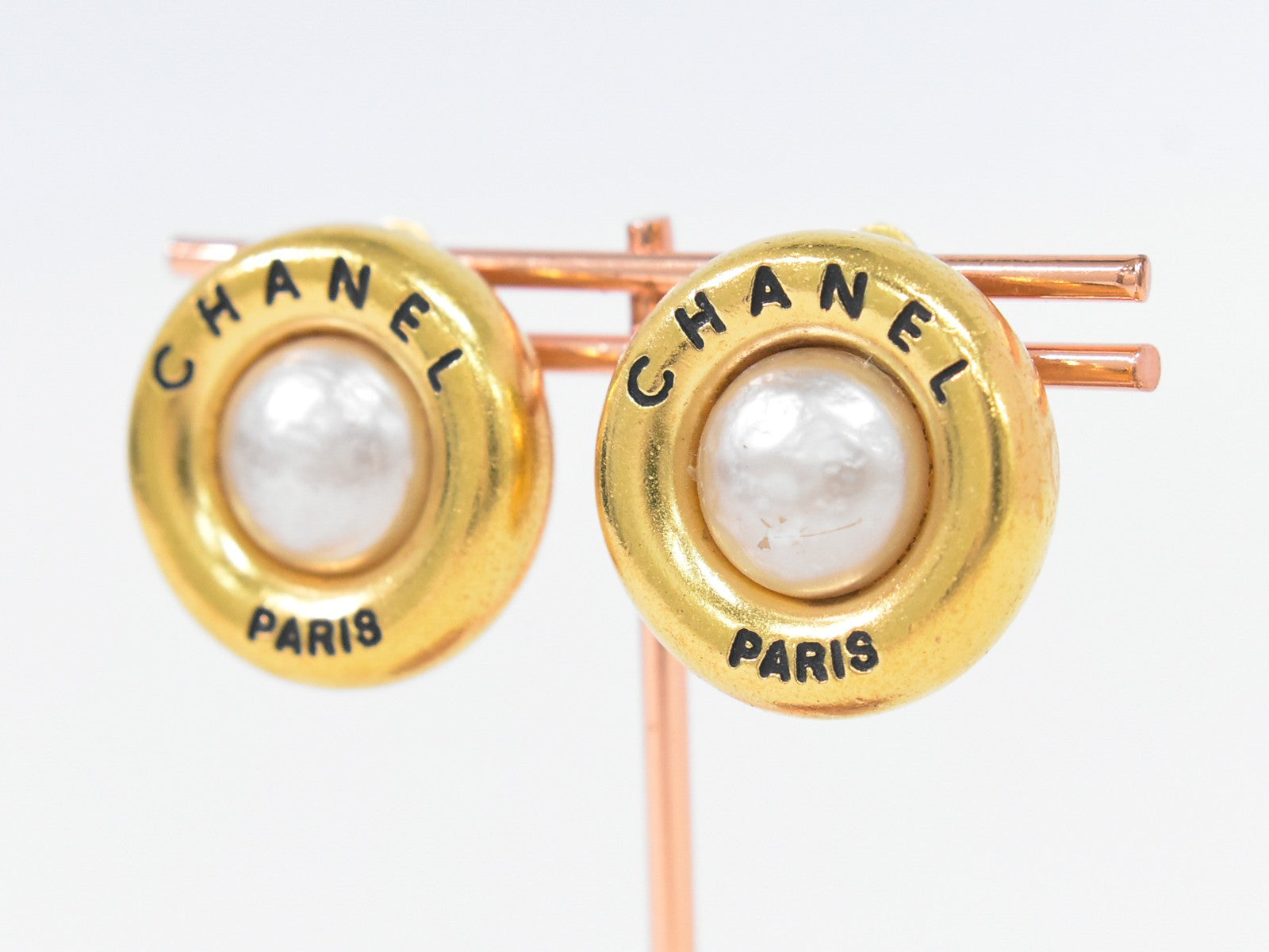 Chanel CC Hoop Clip-On Earrings Crystal Embellished Metal, GOLD, GOLD_PLATED, Earrings