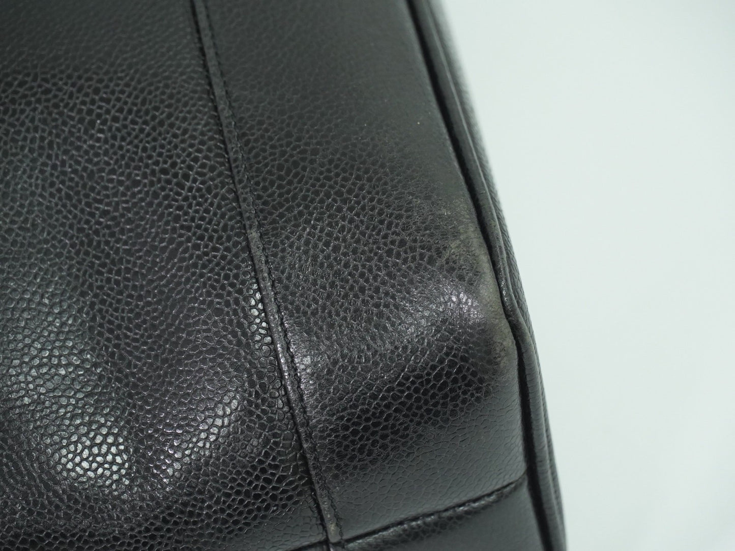 Chanel Vintage Front Pocket Tote Caviar, BLACK, LEATHER, Tote bag