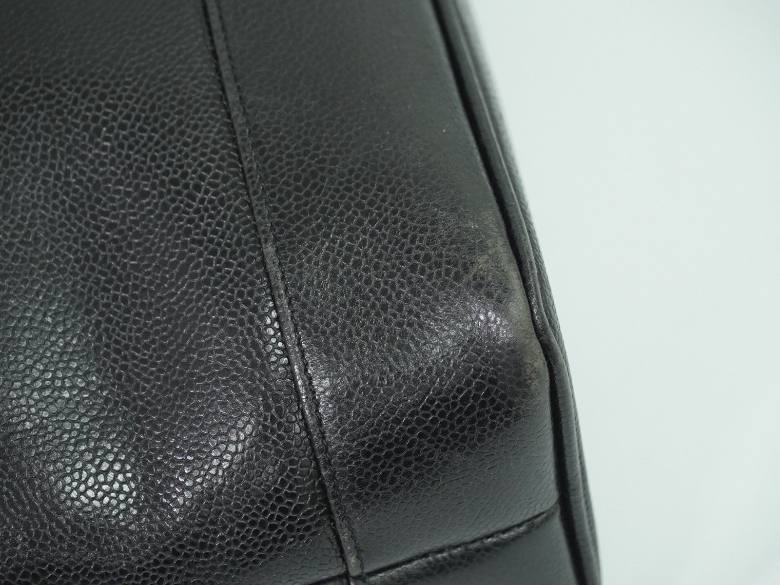 Chanel Vintage Front Pocket Tote Caviar, BLACK, LEATHER, Tote bag