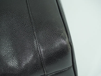 Chanel Vintage Front Pocket Tote Caviar, BLACK, LEATHER, Tote bag